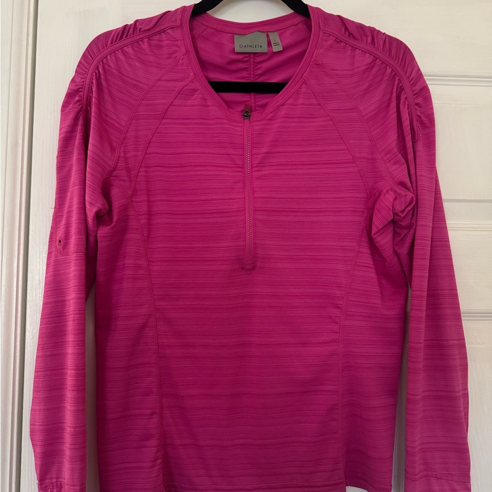 Athleta Fuchsia Half-Zip Long Sleeve